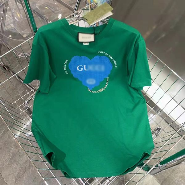 

designer 2022 european summer new short sleeve t-shirt women's fashion trend round neck loose love letter 3 2002 luxury, White