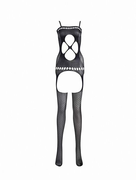 

chevron cut-out body stocking l2c7#, White;black