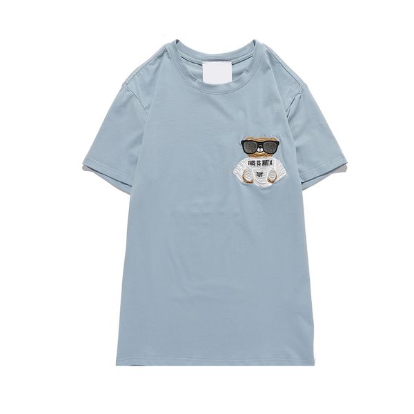

embroidery little bear wear glasses men women clothing luxury t shirt running tees gift work clothes tees t-shirt, White;black