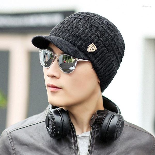 Visores chapéus para homens Casual Capinho liso Capinho quente Talha larga de crochê de inverno lã de esqui taps Caps clássicos de cor sólida hatvisors oliv22