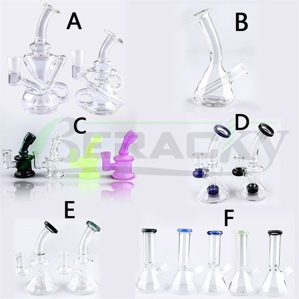 Beracky 6 Stili Bong di acqua di vetro Beaker inebriante Narghilè Dab Oil Rigs Tubi d'acqua Recycler Bong per fumare