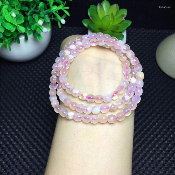 Bracciale con perline di perline misuratore di fiori di ciliegio rosa naturale con fili di perline per gioielli da donna Pietra di cristallo curativa Trum22