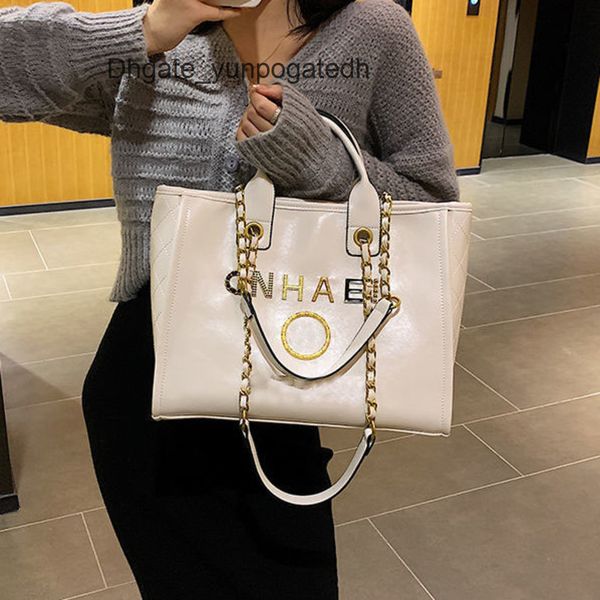 

luxury brand women's handbags beach bags designers ch metal letter badge tote evening bag small mini body leather handbag large female