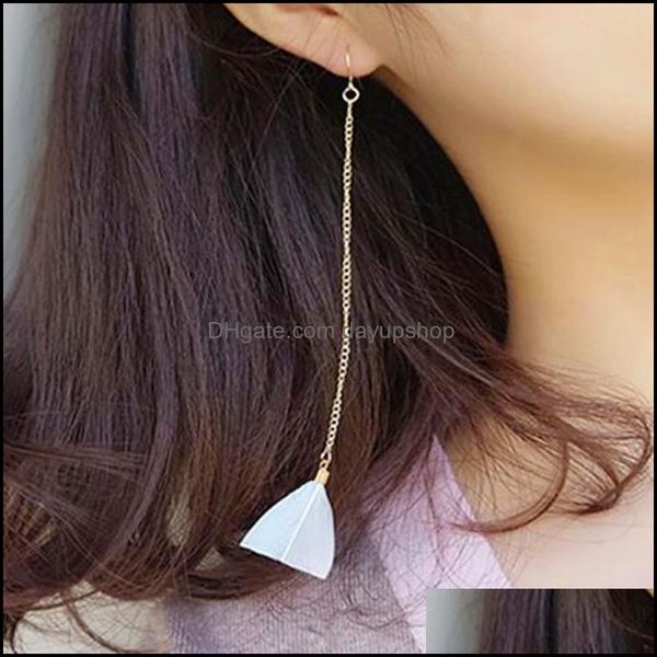 

stud earrings jewelry vintage long tassel fashion temperament dangle colorf triangar feather for women diy hand-made dhhj4, Golden;silver