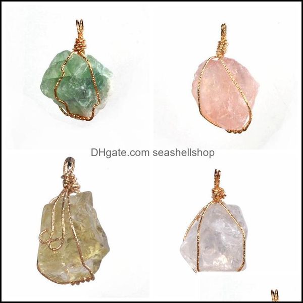 

pendant necklaces natural stone female handmade color line wrapped original necklace amethyst pink quartz fashion simple dhseller2010 dhfri, Silver