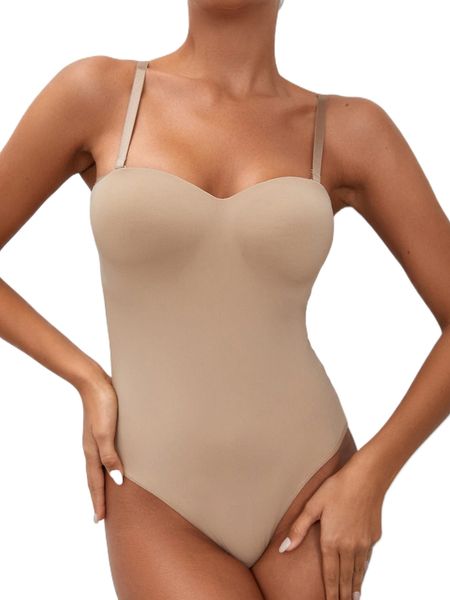 

solid shapewear bodysuit 17xc#, Black;red
