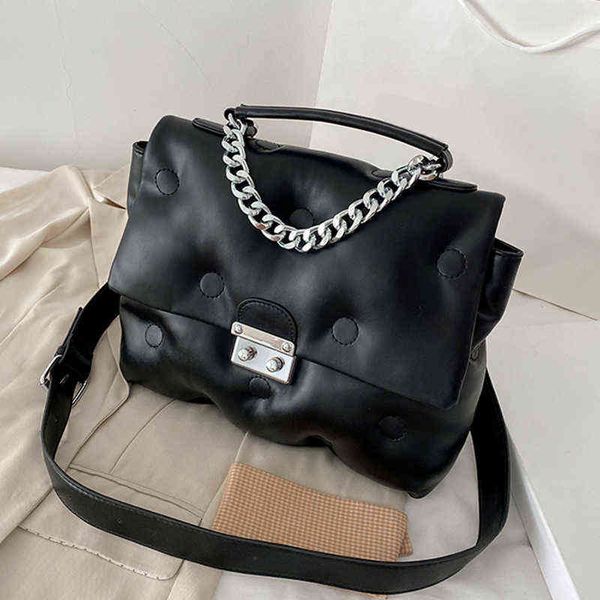 

evening bags 2022winter retro women s shoulder padded quilted bag luxury designer handbag shopper space pad cotton female 220517