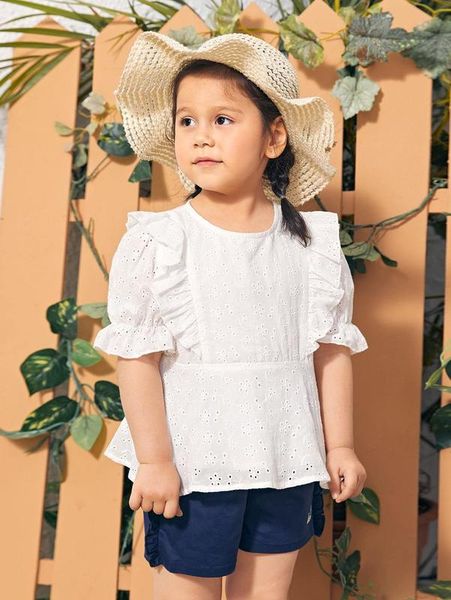 

sheen little girl's ruffled mesh embroidered she, White;black