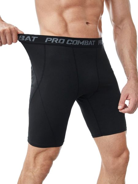 

men letter graphic sports tights m01f#, Black