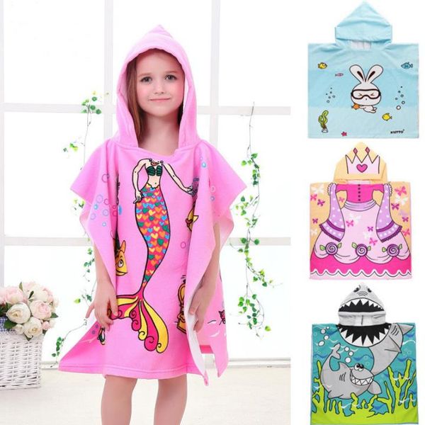 Bambini Mantello Asciugamano Accappatoio a sirena Accappatoi per bambini Cartone animato Animale Unicorno Squalo Camicia da notte-Asciugamani da spiaggia per bambini Accappatoi con cappuccio SN4912