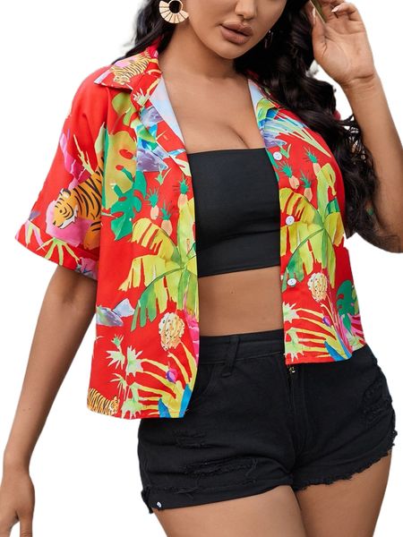 

sxy tiger & t.ropical print b.louse 86hv#, White