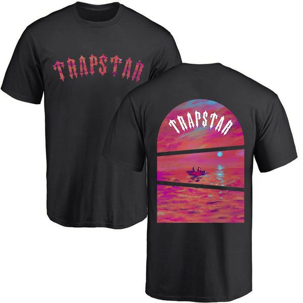 

trapstar street tshirts men sunset at sea art print t shirt oneck cotton short sleeve casual oversized loose 220618, White;black