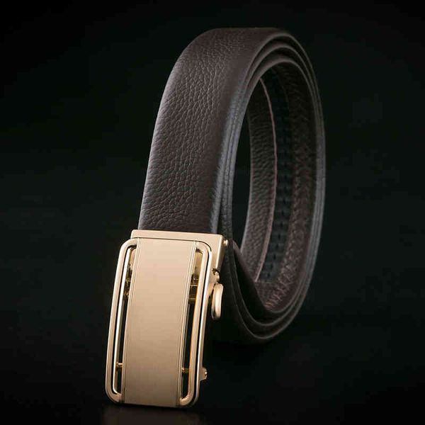 

fashionable boutique belt fashion men's classic versatile alloy automatic buckle soft leather hair mens belts for men brand designer lu, Black;brown