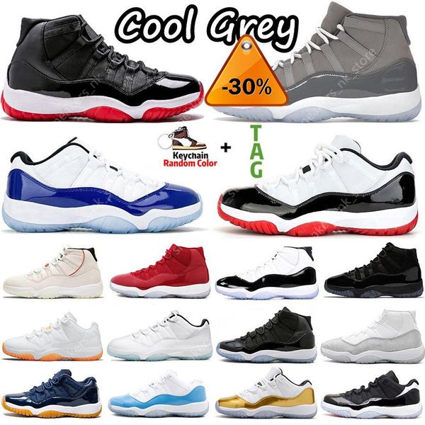 

2022 new cool grey 11 basketball shoes high low 11s citrus university legend blue white bred infrared concord 45 space jam gamma women mens, Black