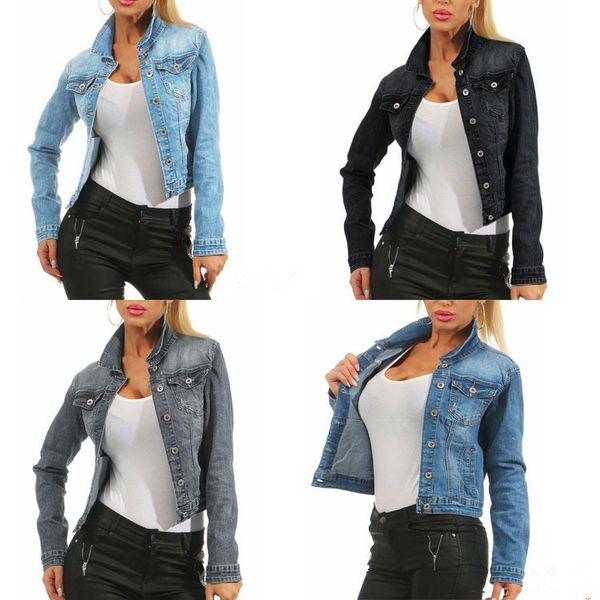 1982 Nostalgische Sommer-Leder-Crop-Jeansjacken MOTORRAD-JEANSJACKE Damen Casual Bomberjacke Langarmmantel Plus Size Oberbekleidung Schlank