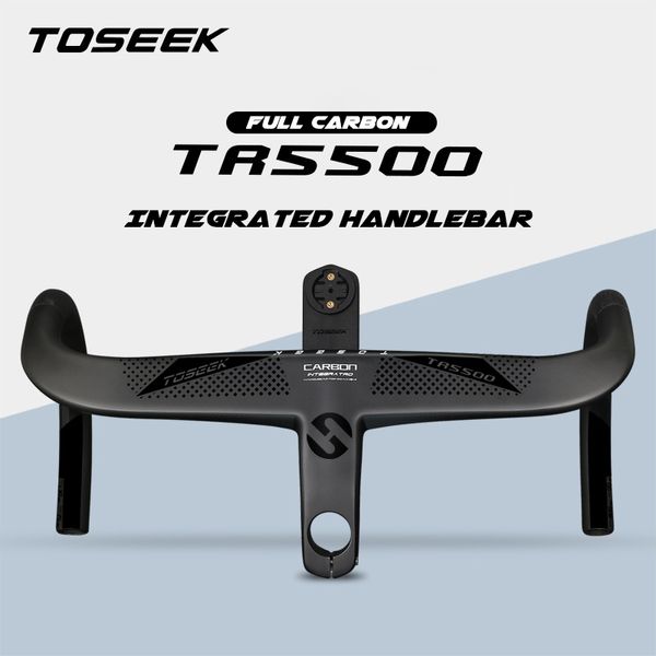 Manubrio integrato TOSEEK TR5500 Carbon Road Manubrio in carbonio da 28,6 mm con supporto per computer da bici Parti di biciclette per manubrio 220801