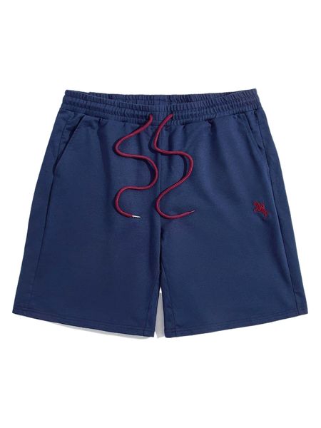 

men horse & figure embroidery drawstring waist shorts n4ja#, White;black