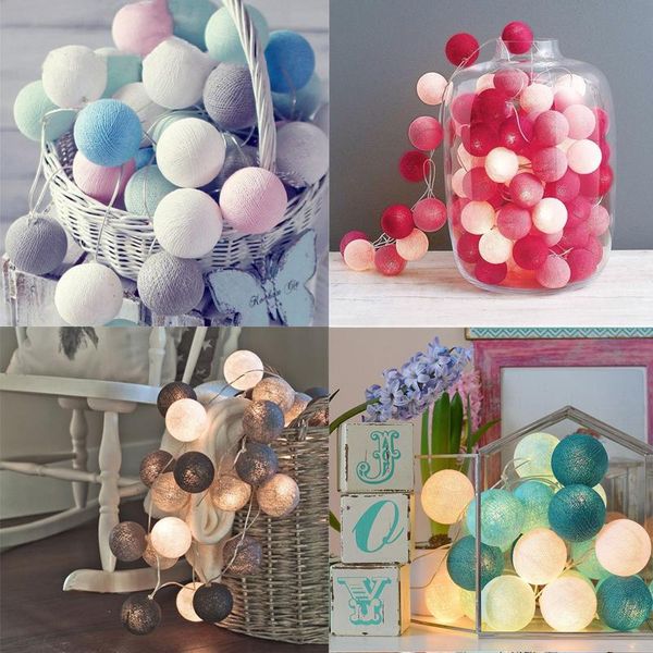 Strings Garland Cotton Balls String Lights 3M 20 LEDs AC Battery Fairy Holiday Wedding Christmas Party DecorationLED LEDLED LED