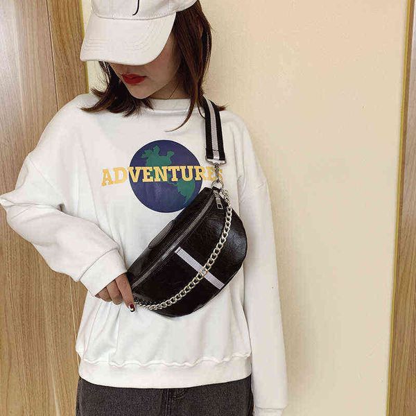 

chest bag women's fashion pu leather chain waist bag menger single shoulder mobile phone