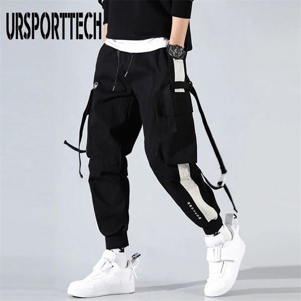 

streetwear pockets boys jogger hip hop sweatpants joggers trousers tactical mens cargo harem pants men clothes 220809, Black