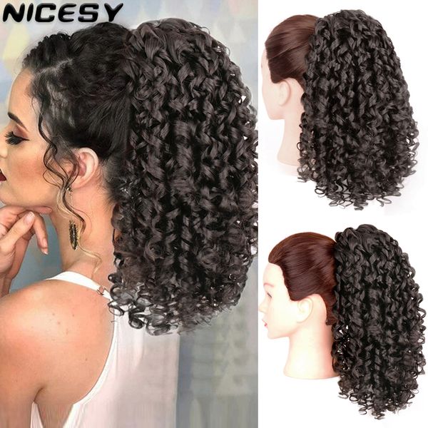 

costume accessories synthetic 12inch 150g drawstring fluffy curly fake hair ponytail fiber african fashion artificial hair extension ponytai, Silver