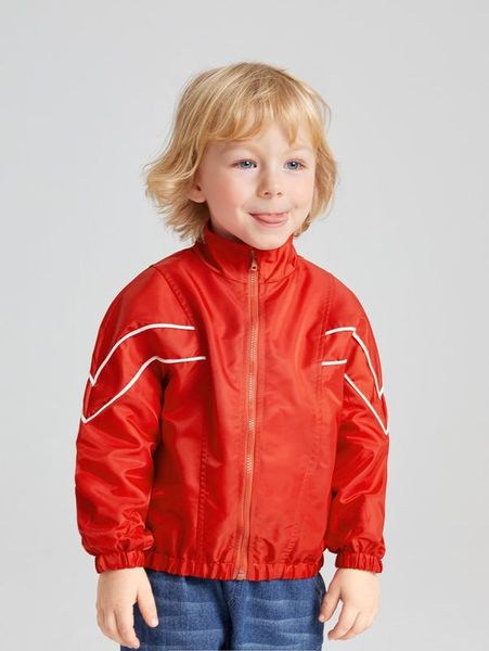 

toddler boys contrast piping wind jacket she, Blue;gray