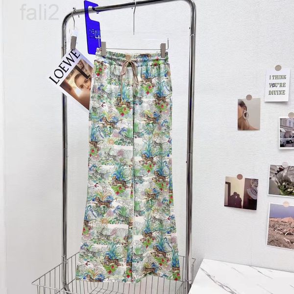 

women's pants & capris designer 6031701 2022 summer new year of the tiger series all over print jungle tiger leisure wide leg micro la, Black;white