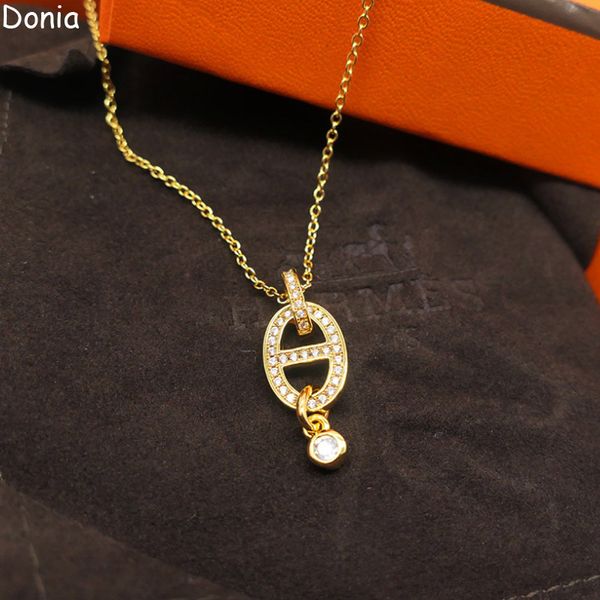 Donia Jewelry Colar de luxo de luxo Europeu e American Fashion Pig Nariz titânio Aço de aço micro-set zircon pingente designer acessórios de presente com caixa