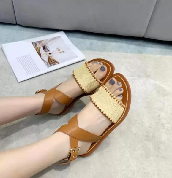 

brand casual shoes designer design fashion sandal beach flops outdoor embroidered cross lacing leather size 35-42, Black