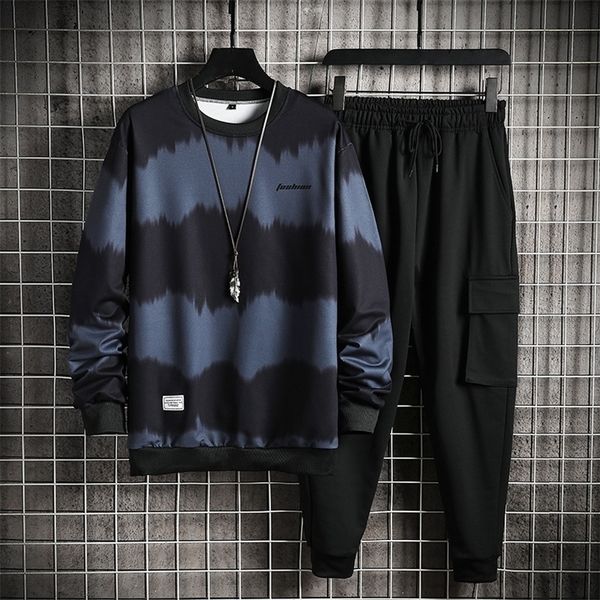 

men's sets casual sportswear tracksuits sets men sporting hoodiespants sets outwear male hooded sports suits patchwork 201128, Gray
