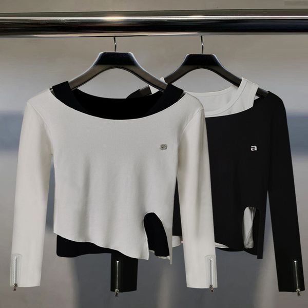 

women's hoodies sweatshirts dangjia early autumn knitted long sleeve black and white color matching brooch split two-piece jacket