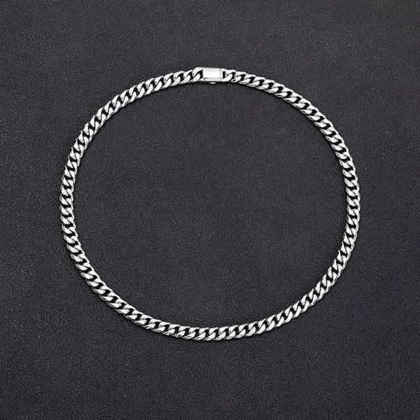 

stainless cuban chain necklace six side cut men's necklace fine polished bright titanium steel cuban, Black