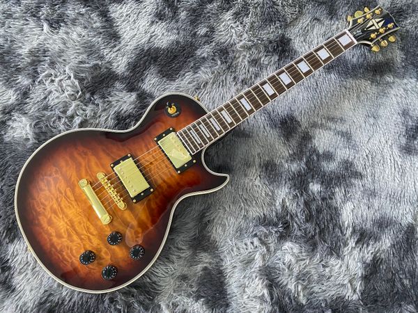 

chinese electric guitar custom l p gold hardware flame maple gib 6 strings son high quality