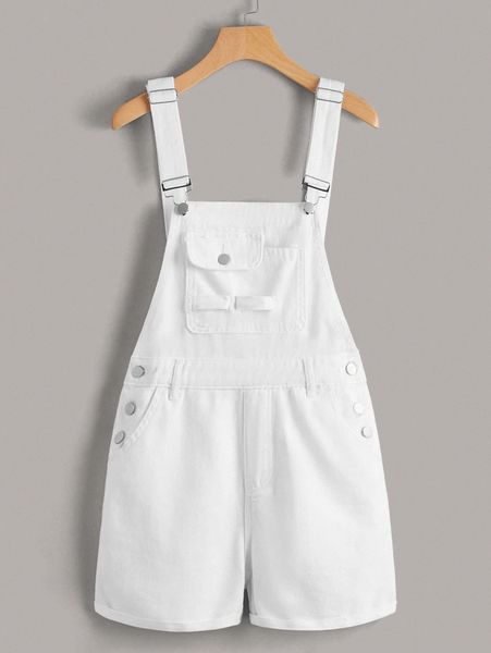 

flap pocket overall denim romper q5to#, Black;white