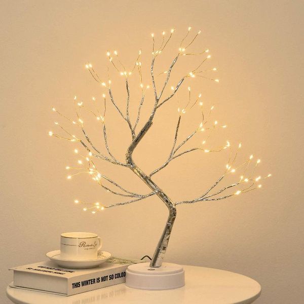 Nachtlichter, Feen-LED-Licht, Weihnachtsbaum-Tischlampe, batteriebetrieben/USB-betrieben, Nachttischlampe für Zimmer, Jahresdekoration, Schreibtisch, Urlaubsbeleuchtung, Nachtlichter, Nachttischlampe