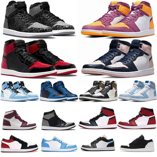 

jumpman 1 1s basketball shoes men women rebellionaire bred patent brotherhood dark marina blue chicogo unc low black white wolf gray paint
