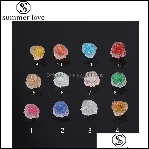 

stud earrings jewelry irregar crystal cluster flower resin mold colorf druzy earring making for women g dhsuj, Golden;silver