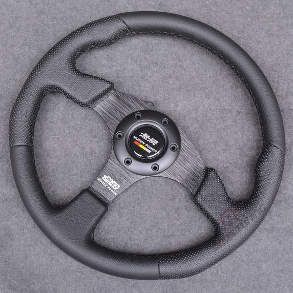 

black/red stitching universal flat jdm mugen style 350mm 14inches car racing sport steering wheel with horn button