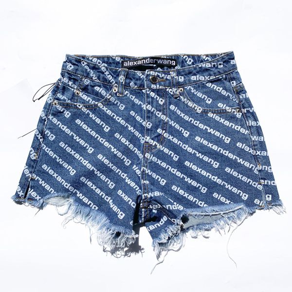 Shorts jeans femininos de marca, calças hyun ya vento tendência clássico completo impresso letras verão alta qualidade casual cintura318u