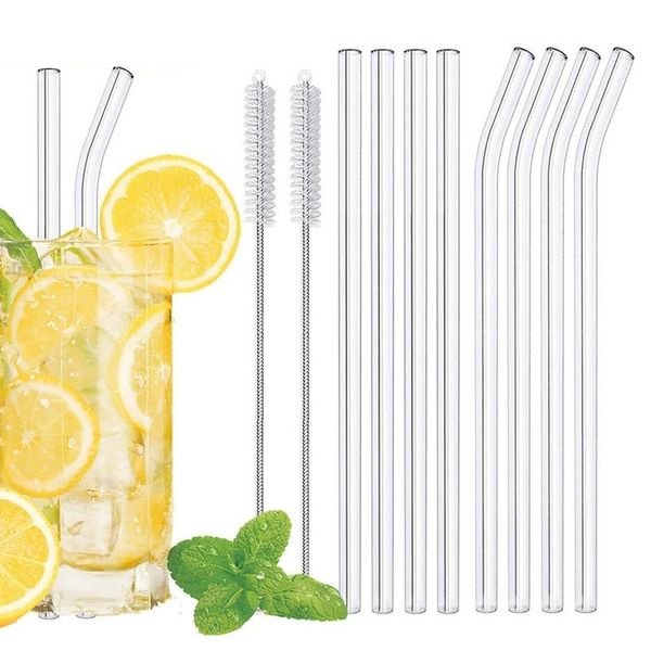 

clear glass straw 8mm reusable straight bent glass drinking straws with brush eco friendly glass straws for smoothies cocktails sxa15