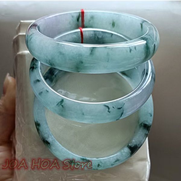 

chic rare green grass flower bracelet natural myanmar jadeite bangle ice emerald men and women handring new jewelry, Silver
