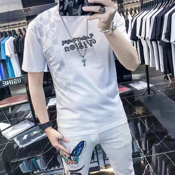 

men's t-shirts designer summer ice silk traceless short sleeve men's quick drying guangzhou t-shirt leisure feeling half thin ligh, White;black