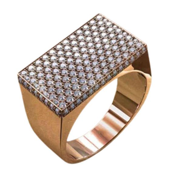 

cluster rings fashion luxury micro pave zircon metal anniversary ring glamour men engagement wedding jewelry 220422, Golden;silver