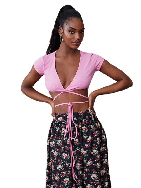 

tie front crop c86w#, White