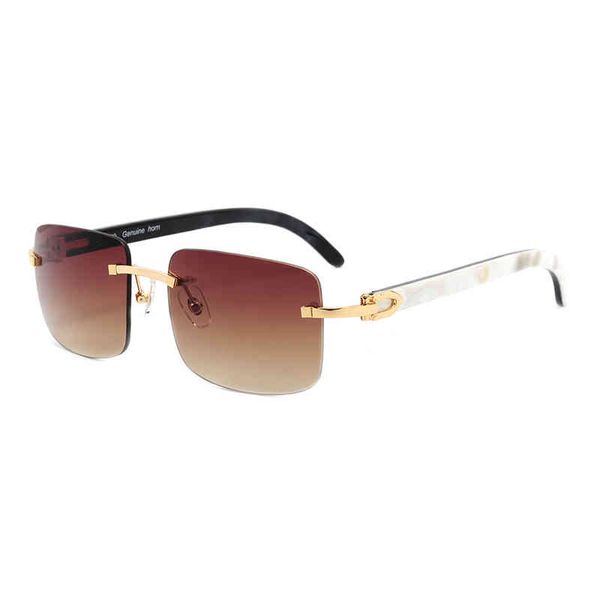 

brand name buffalo sunglass with no rims , natural ox horn glass, White;black