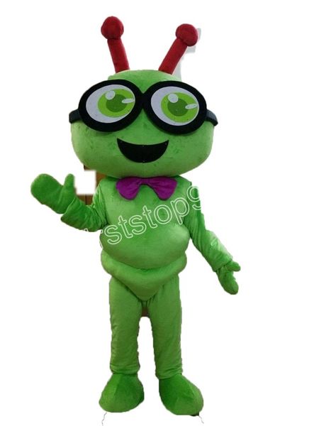 Performance Green Color Caterpillar Mascot Costume Halloween Caratteri di Natale Outfit Abiti per volantini Abbigliamento