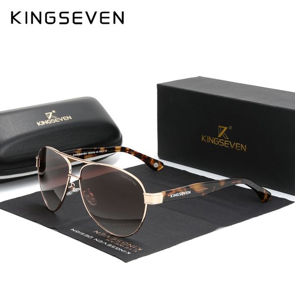 

kingseven official debut sunglasses men polarized gradient sun glasses women acetate wire-core temples pilot eyewear n7777 220511, White;black