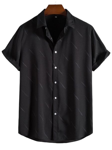 

men graphic print button front shirt e50c#, White;black