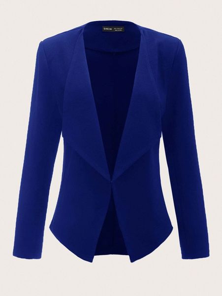 

solid waterfall collar blazer r2wc#, White