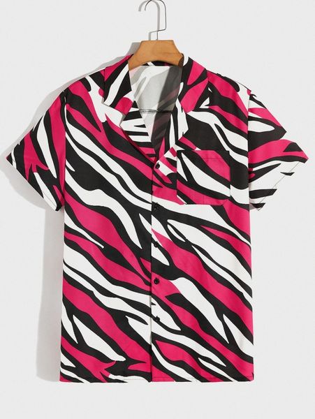 

romwe guys zebra striped shirt h2id#, White;black